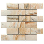 2x4 Antico Onyx Travertine Tumbled Brick Mosaic Tile 2x4 Antico Onyx Travertine Tumbled Brick Mosaic Tile - American Tile Depot