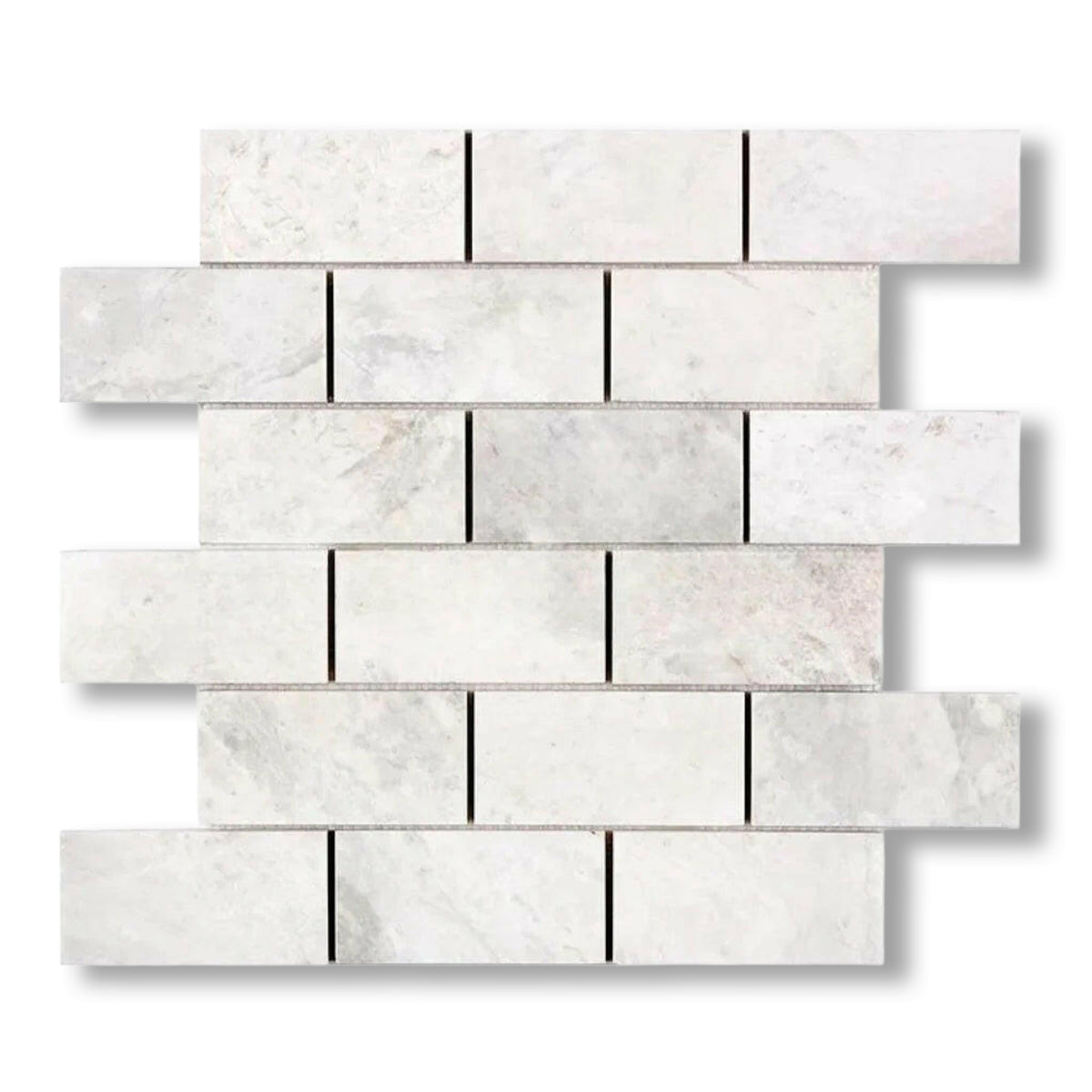 2x4 Bianco Congelato Dolomite Leathered Brick Mosaic Tile
