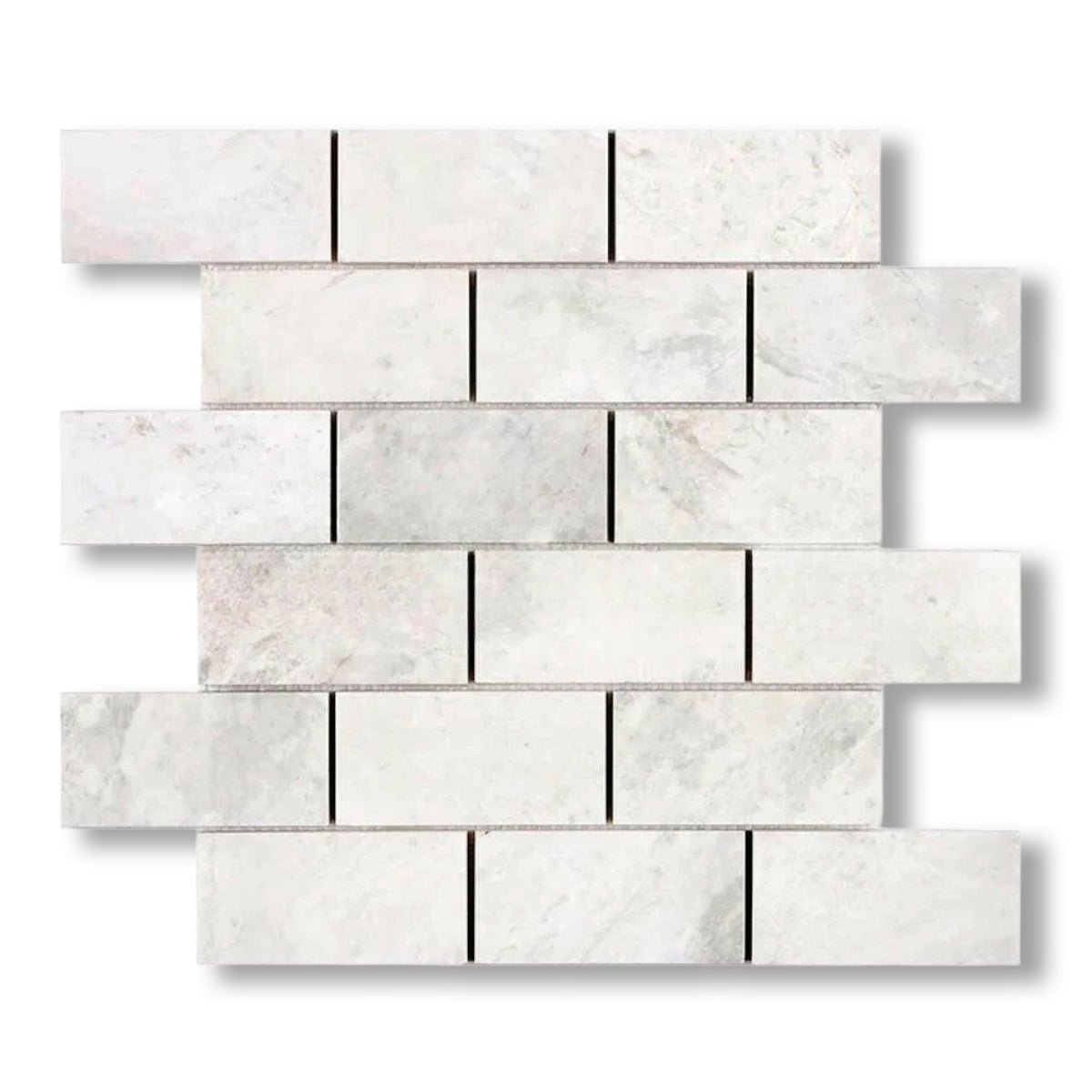 2x4 Bianco Congelato Dolomite Leathered Brick Mosaic Tile - American Tile Depot
