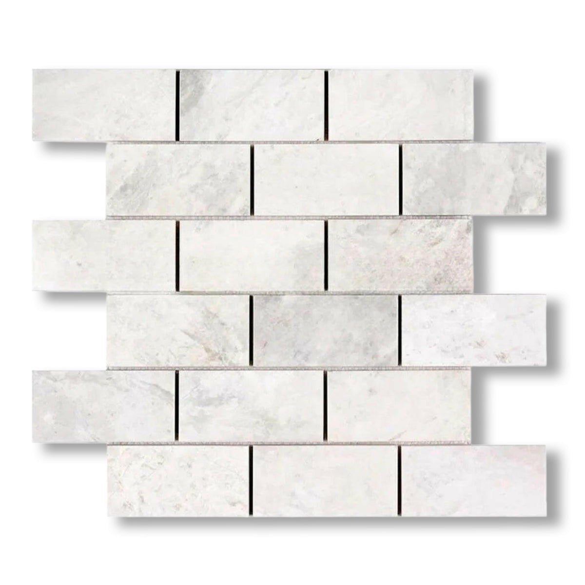 2x4 Bianco Congelato Dolomite Leathered Brick Mosaic Tile - American Tile Depot