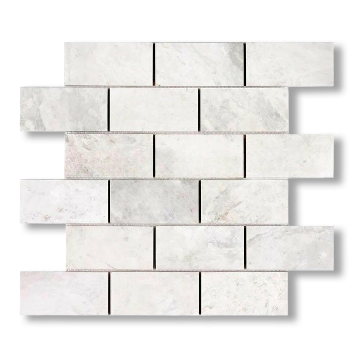 2x4 Bianco Congelato Dolomite Leathered Brick Mosaic Tile - American Tile Depot