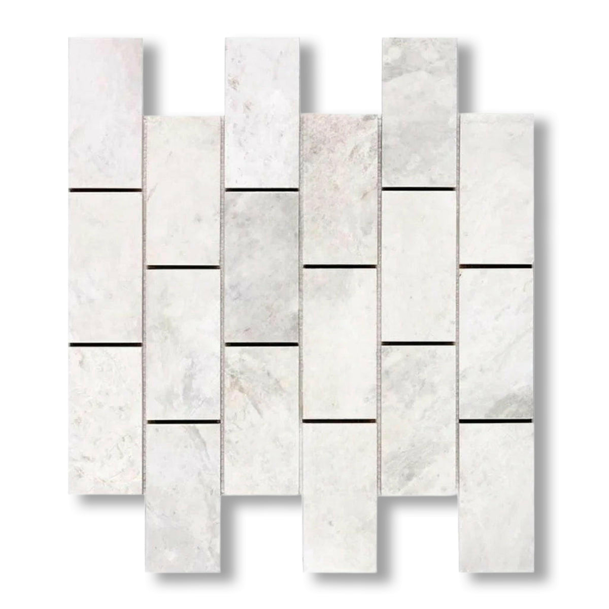 2x4 Bianco Congelato Dolomite Leathered Brick Mosaic Tile - American Tile Depot