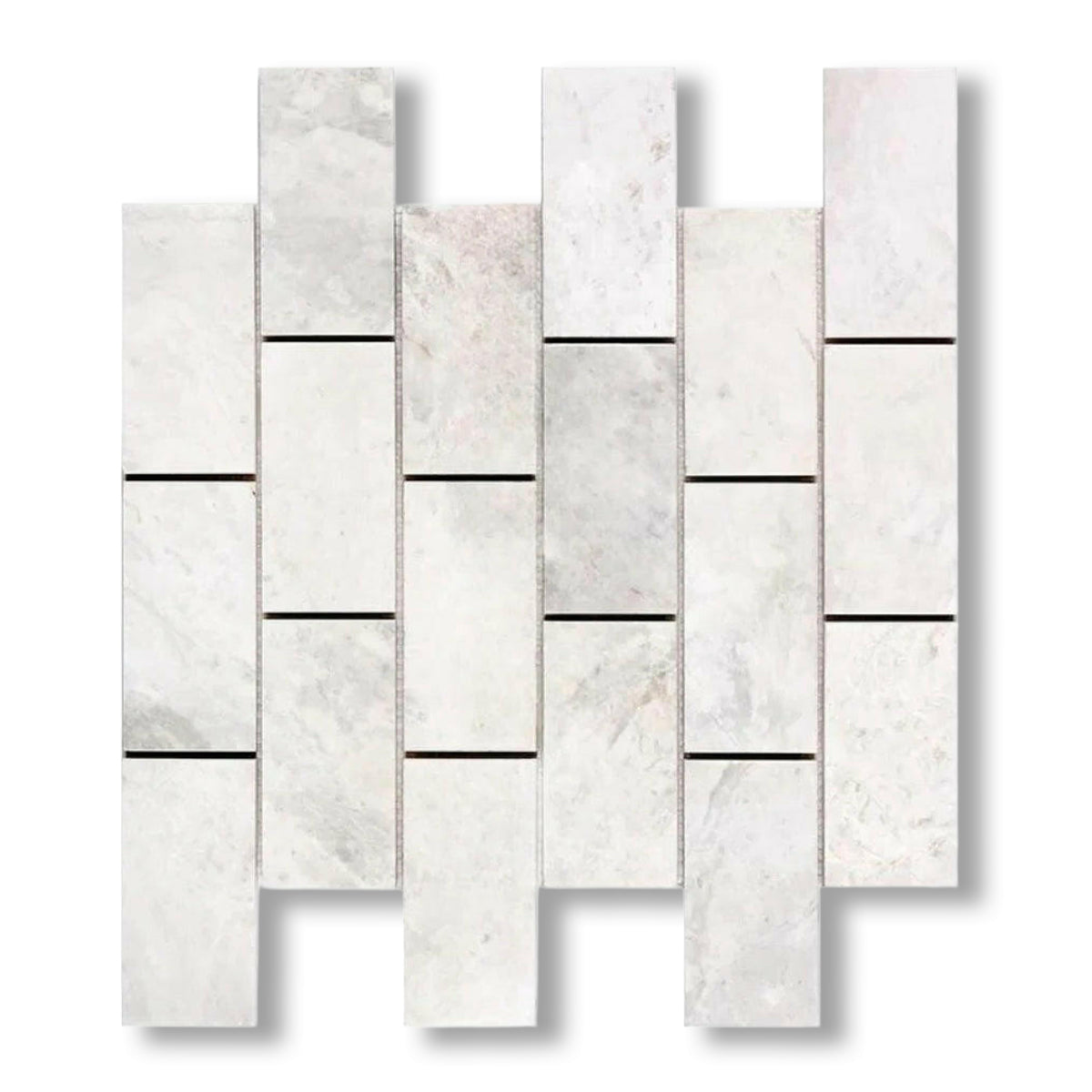 2x4 Bianco Congelato Dolomite Leathered Brick Mosaic Tile - American Tile Depot