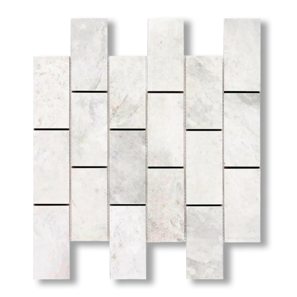 2x4 Bianco Congelato Dolomite Leathered Brick Mosaic Tile - American Tile Depot