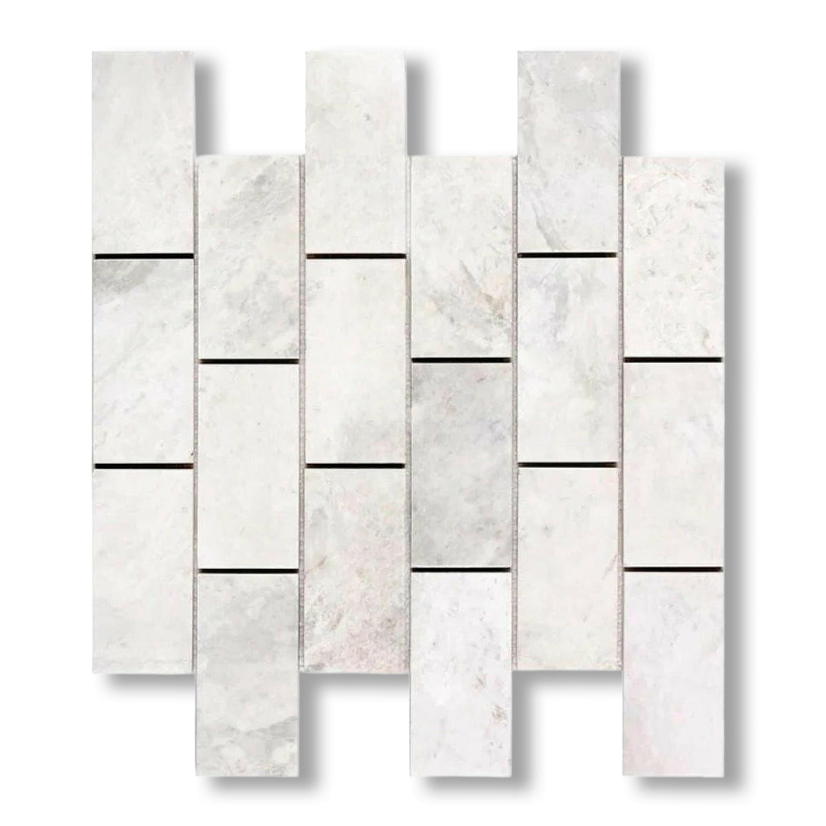 2x4 Bianco Congelato Dolomite Leathered Brick Mosaic Tile - American Tile Depot
