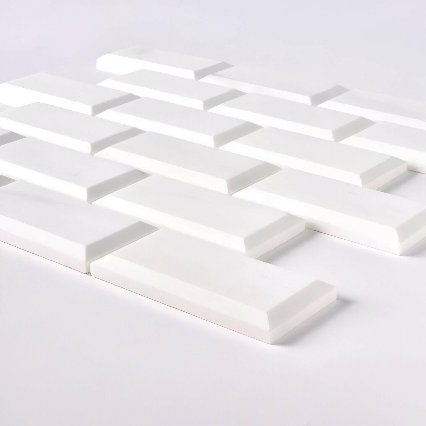 2x4 Bianco Dolomite Honed & Beveled Brick Mosaic Tile 2x4 Bianco Dolomite Honed & Beveled Brick Mosaic Tile - American Tile Depot