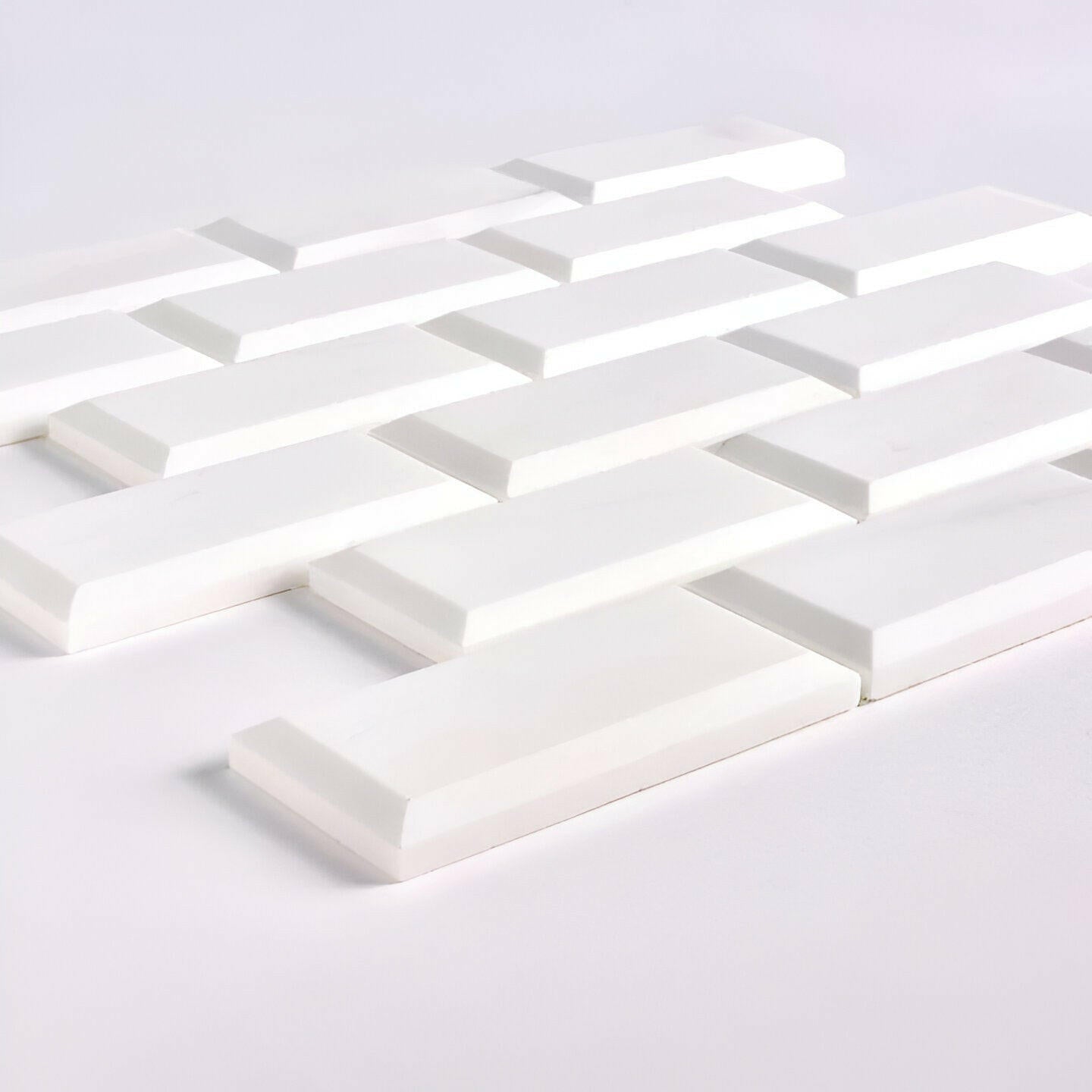 2x4 Bianco Dolomite Honed & Beveled Brick Mosaic Tile 2x4 Bianco Dolomite Honed & Beveled Brick Mosaic Tile - American Tile Depot