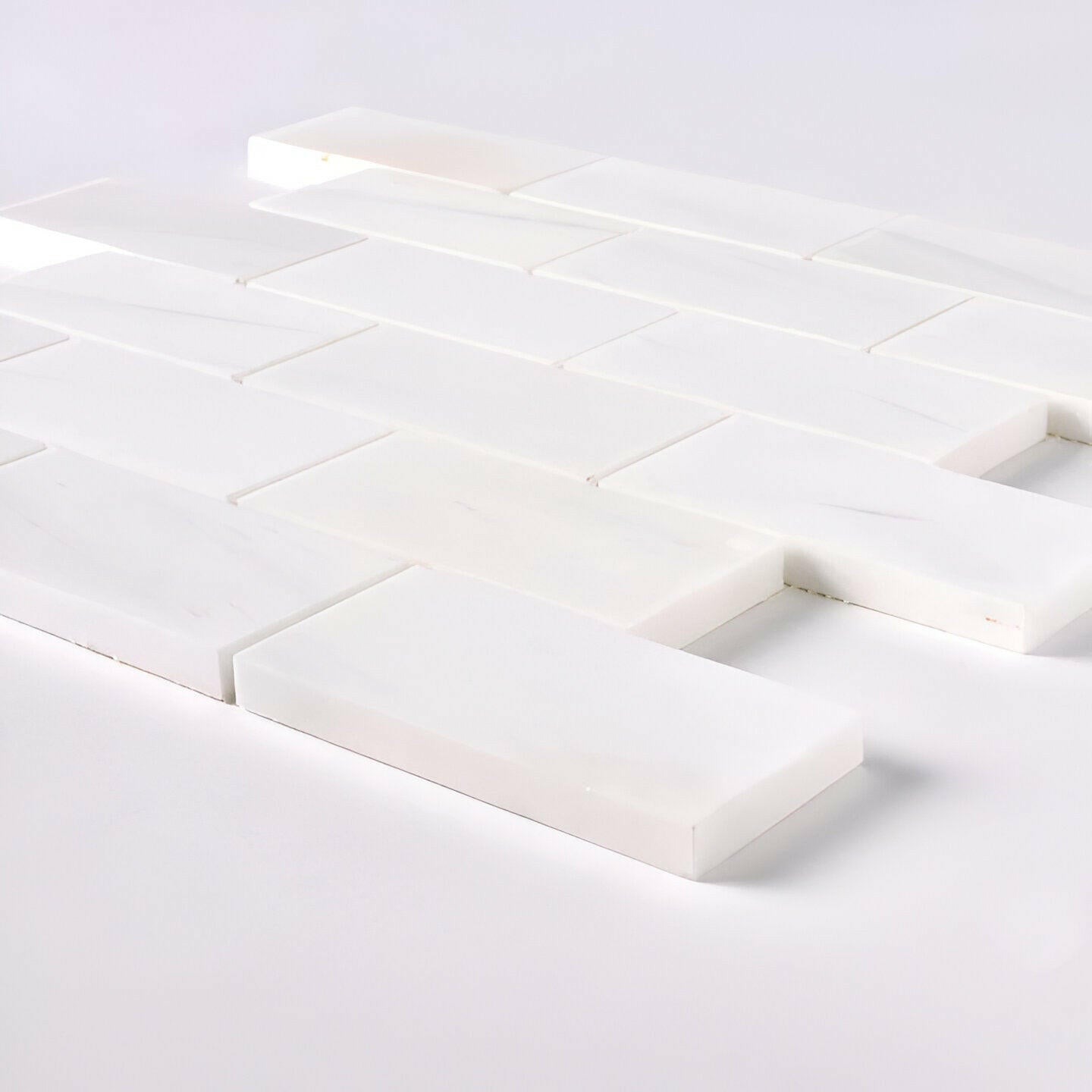 2x4 Bianco Dolomite Polished Brick Mosaic Tile 2x4 Bianco Dolomite Polished Brick Mosaic Tile - American Tile Depot