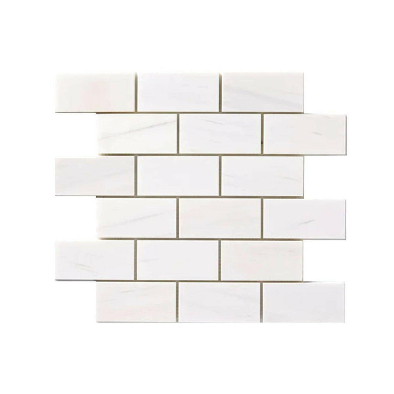 2x4 Bianco Dolomite Polished Brick Mosaic Tile 2x4 Bianco Dolomite Polished Brick Mosaic Tile - American Tile Depot