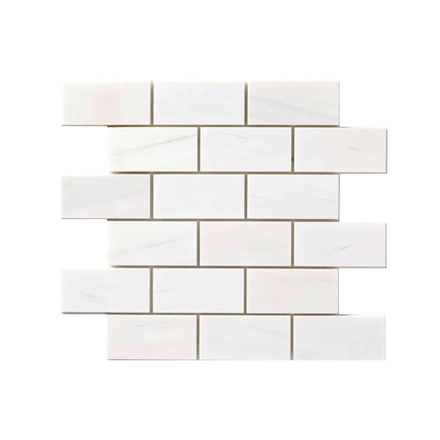 2x4 Bianco Dolomite Polished Brick Mosaic Tile 2x4 Bianco Dolomite Polished Brick Mosaic Tile - American Tile Depot
