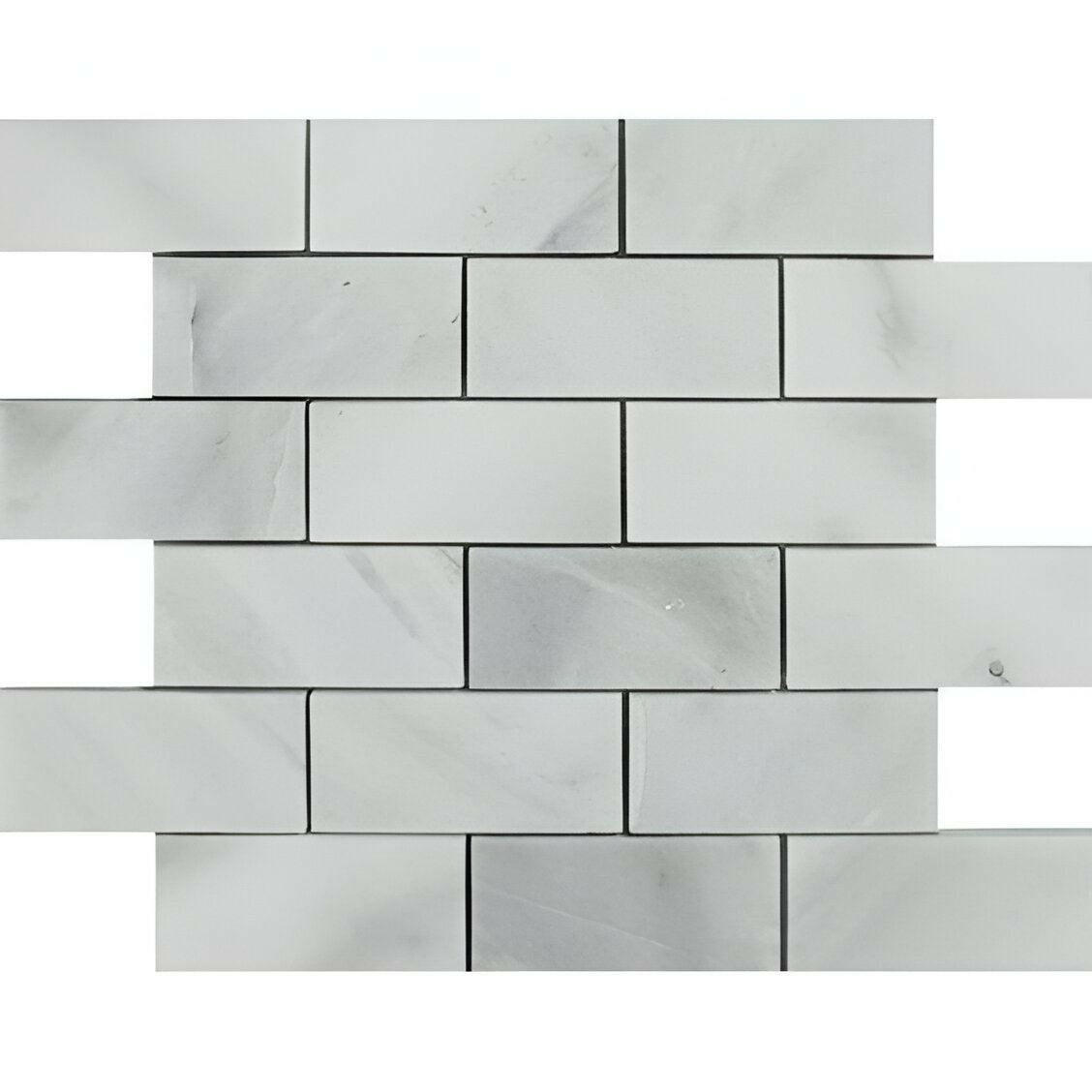 2x4 Bianco Venatino Marble Honed Brick Mosaic Tile 2x4 Bianco Venatino Marble Honed Brick Mosaic Tile - American Tile Depot