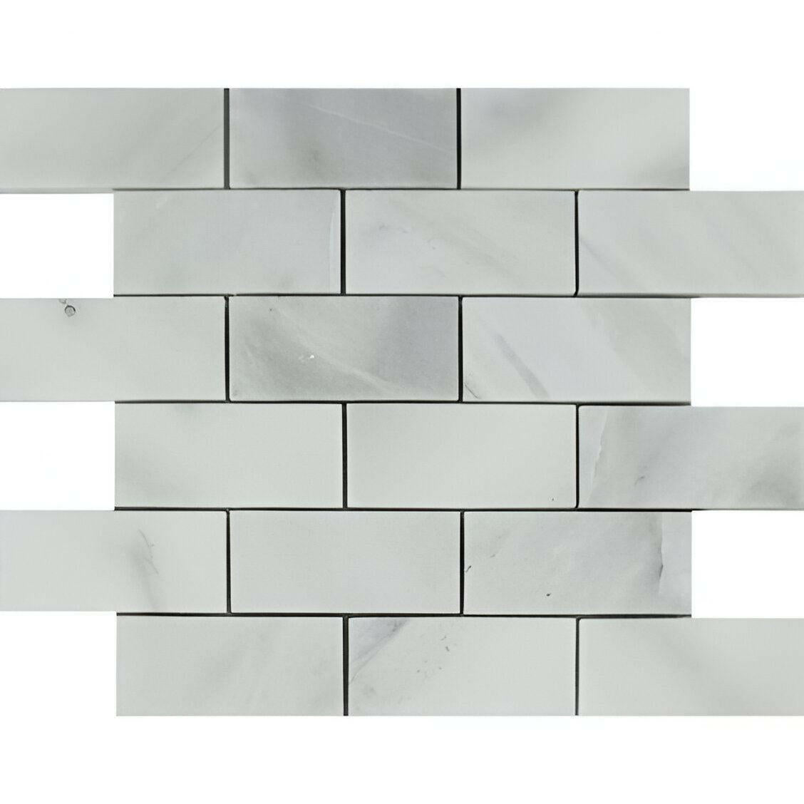 2x4 Bianco Venatino Marble Honed Brick Mosaic Tile 2x4 Bianco Venatino Marble Honed Brick Mosaic Tile - American Tile Depot