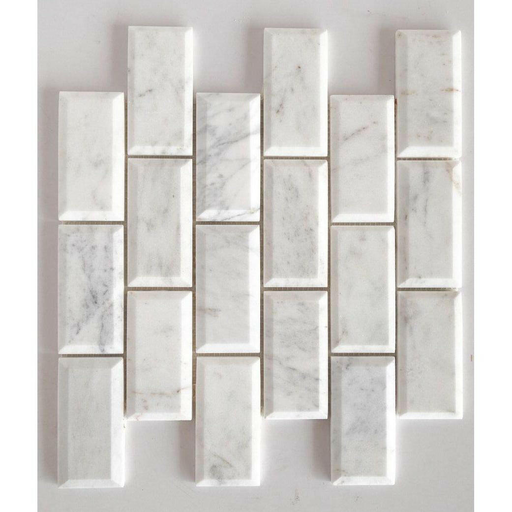 2x4 Bianco Venatino Marble Polished & Beveled Brick Mosaic Tile 2x4 Bianco Venatino Marble Polished & Beveled Brick Mosaic Tile - American Tile Depot