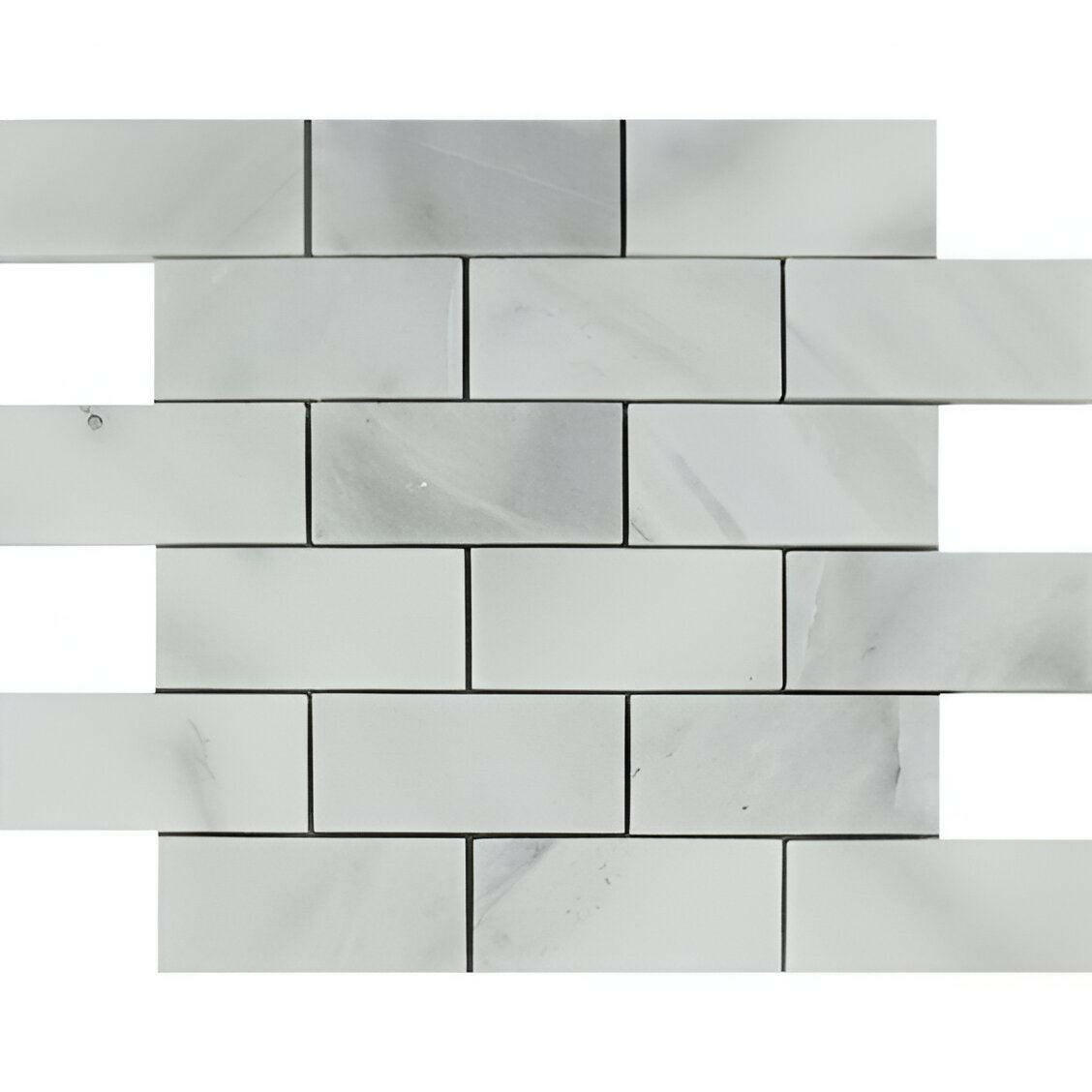 2x4 Bianco Venatino Marble Polished Brick Mosaic Tile 2x4 Bianco Venatino Marble Polished Brick Mosaic Tile - American Tile Depot