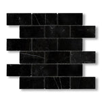 2x4 Black Marquina Marble Polished Brick Mosaic Tile - American Tile Depot