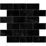 2x4 Black Marquina Marble Honed Brick Mosaic Tile 2x4 Black Marquina Marble Honed Brick Mosaic Tile - American Tile Depot