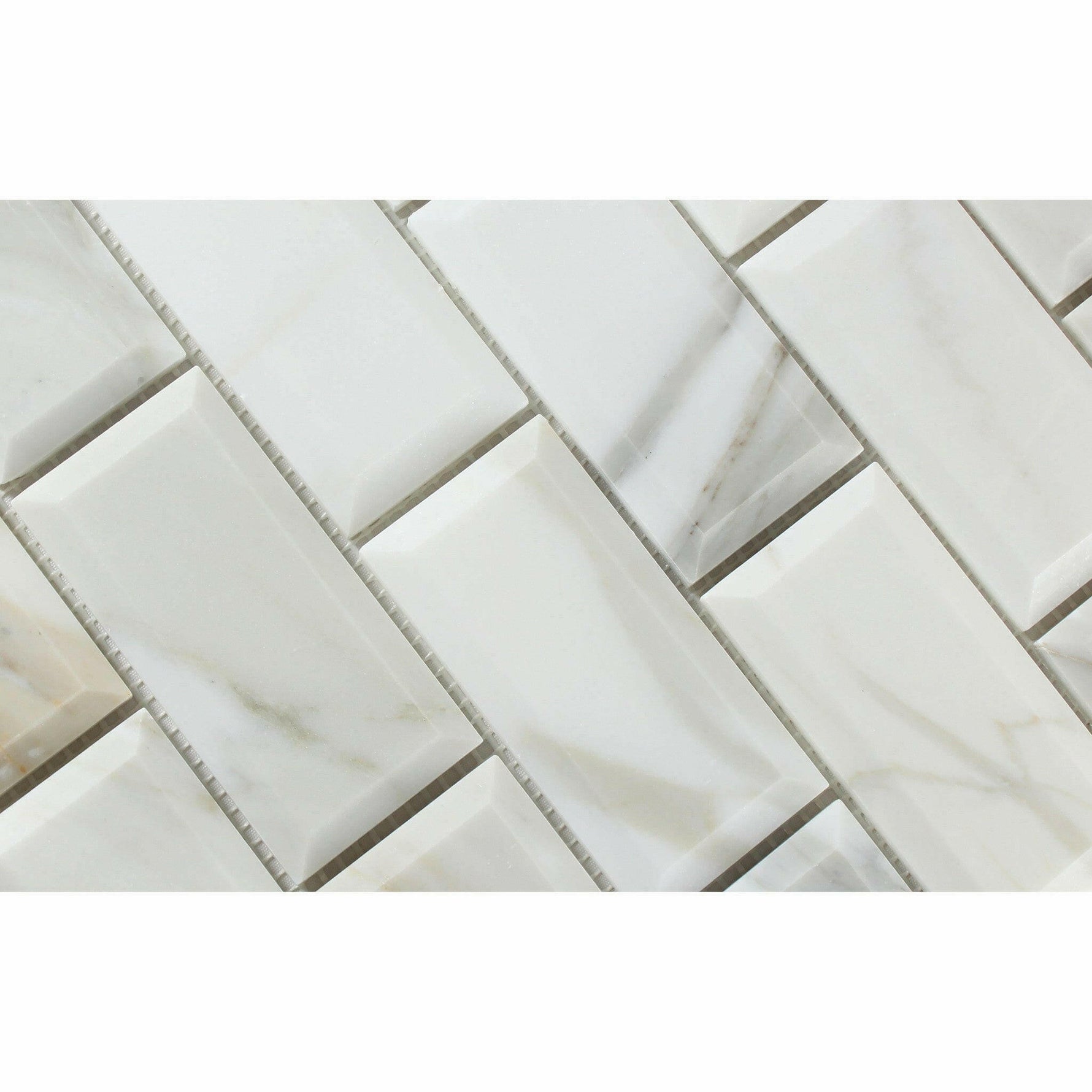 2x4 Calacatta Gold Marble Honed & Beveled Brick Mosaic Tile 2x4 Calacatta Gold Marble Honed & Beveled Brick Mosaic Tile - American Tile Depot