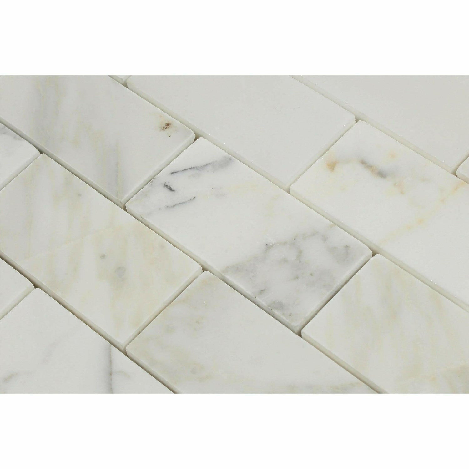 2x4 Calacatta Gold Marble Honed Brick Mosaic Tile 2x4 Calacatta Gold Marble Honed Brick Mosaic Tile - American Tile Depot