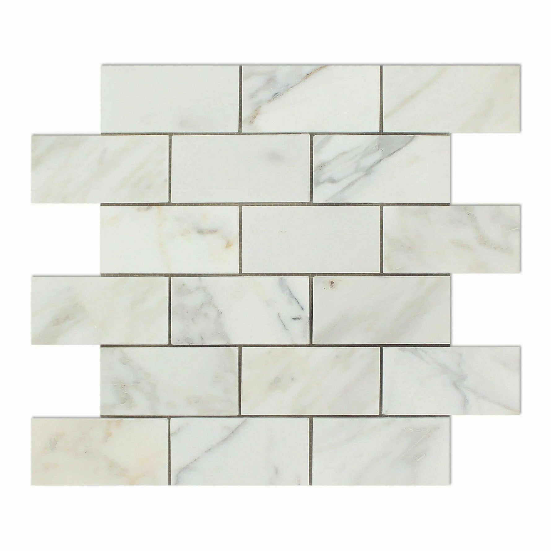 2x4 Calacatta Gold Marble Honed Brick Mosaic Tile 2x4 Calacatta Gold Marble Honed Brick Mosaic Tile - American Tile Depot