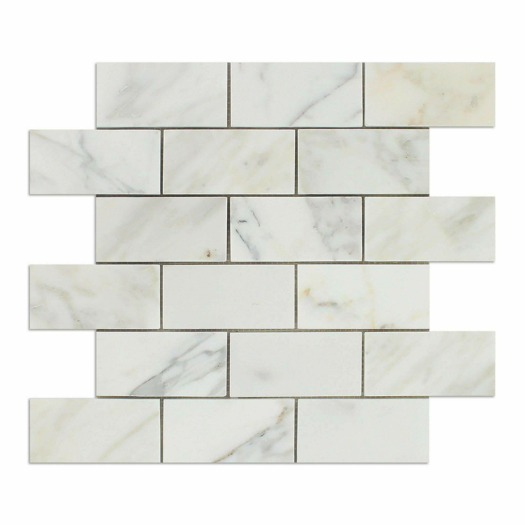 2x4 Calacatta Gold Marble Honed Brick Mosaic Tile 2x4 Calacatta Gold Marble Honed Brick Mosaic Tile - American Tile Depot