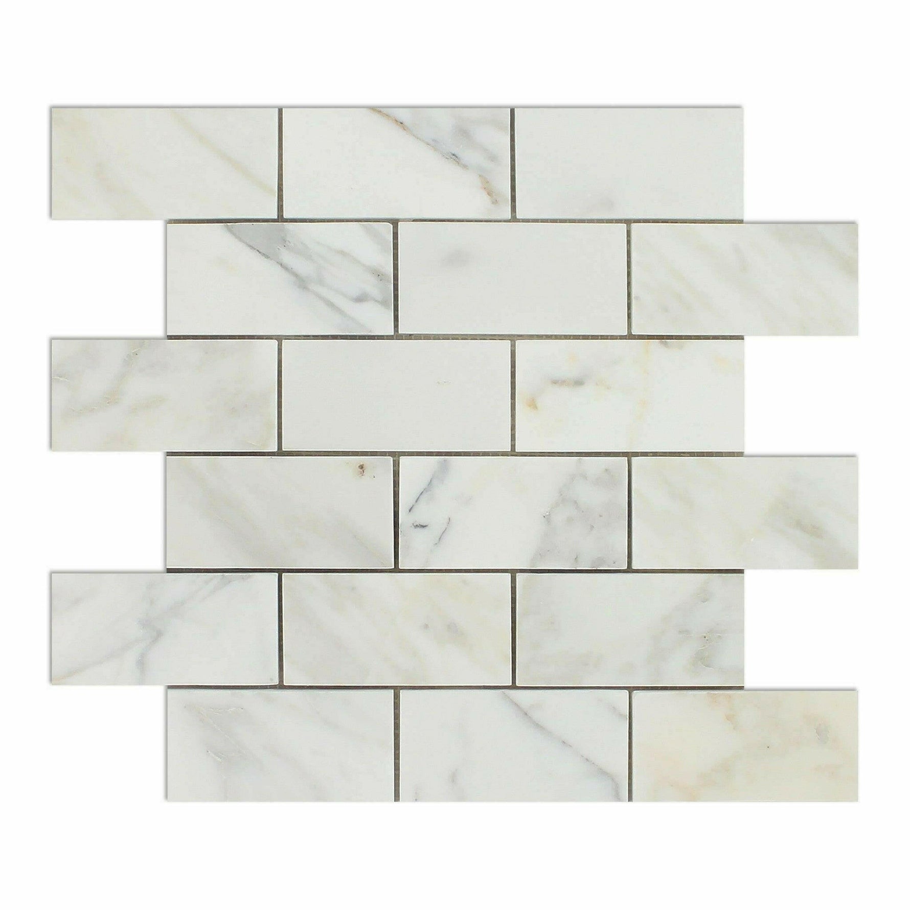 2x4 Calacatta Gold Marble Honed Brick Mosaic Tile 2x4 Calacatta Gold Marble Honed Brick Mosaic Tile - American Tile Depot
