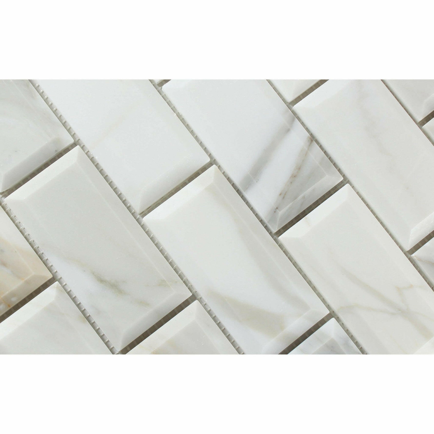 2x4 Calacatta Gold Marble Polished & Beveled Brick Mosaic Tile 2x4 Calacatta Gold Marble Polished & Beveled Brick Mosaic Tile - American Tile Depot