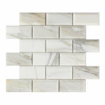 2x4 Calacatta Gold Marble Polished & Beveled Brick Mosaic Tile 2x4 Calacatta Gold Marble Polished & Beveled Brick Mosaic Tile - American Tile Depot