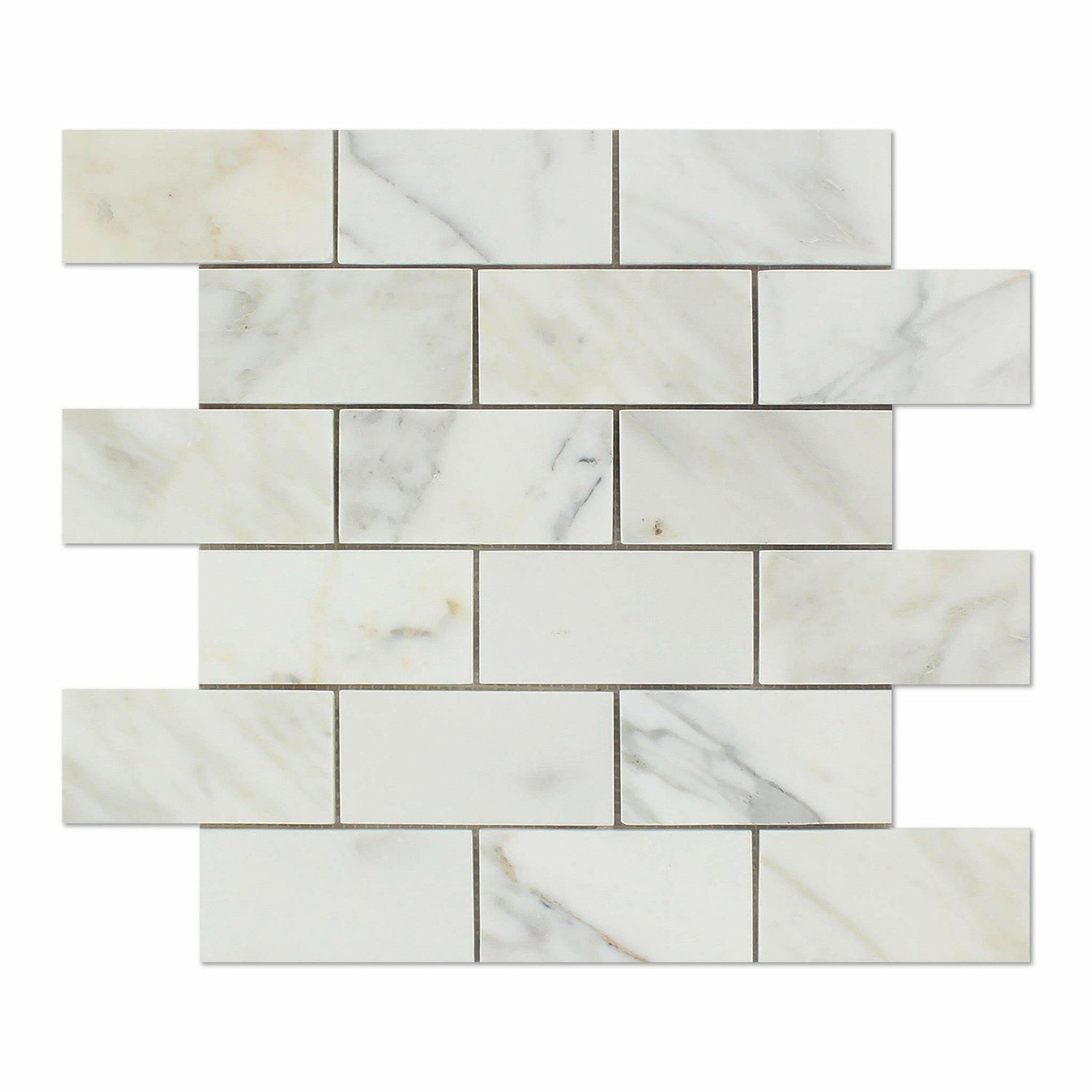 2x4 Calacatta Gold Marble Polished Brick Mosaic Tile 2x4 Calacatta Gold Marble Polished Brick Mosaic Tile - American Tile Depot