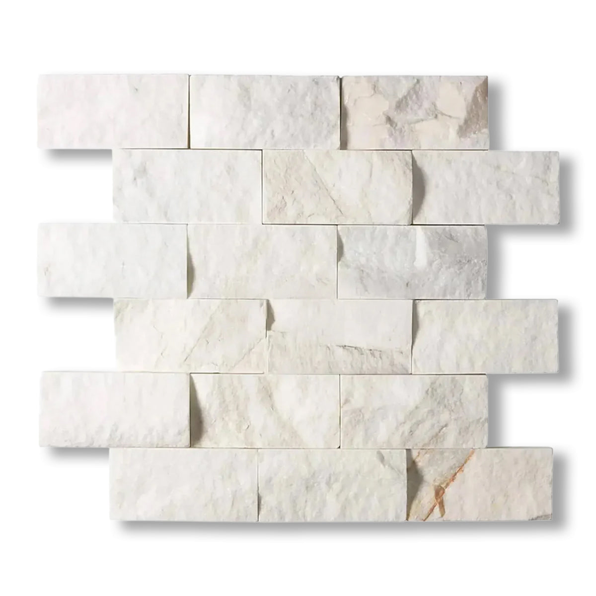 2x4 Calacatta Gold Marble Split-Faced Mosaic Tile - American Tile Depot