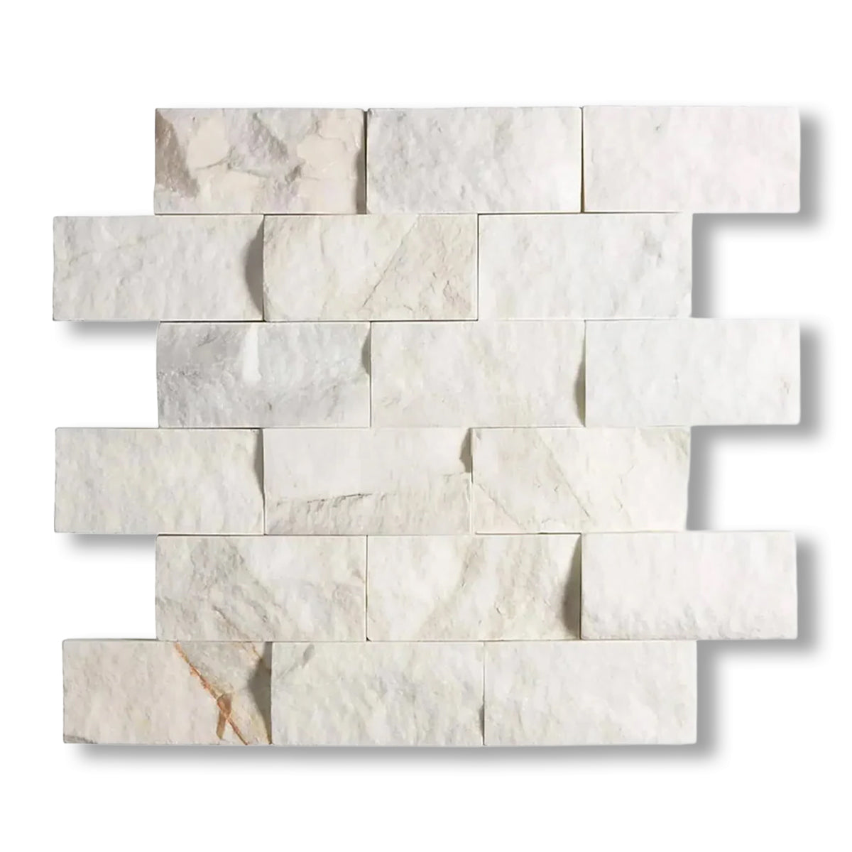2x4 Calacatta Gold Marble Split-Faced Mosaic Tile - American Tile Depot