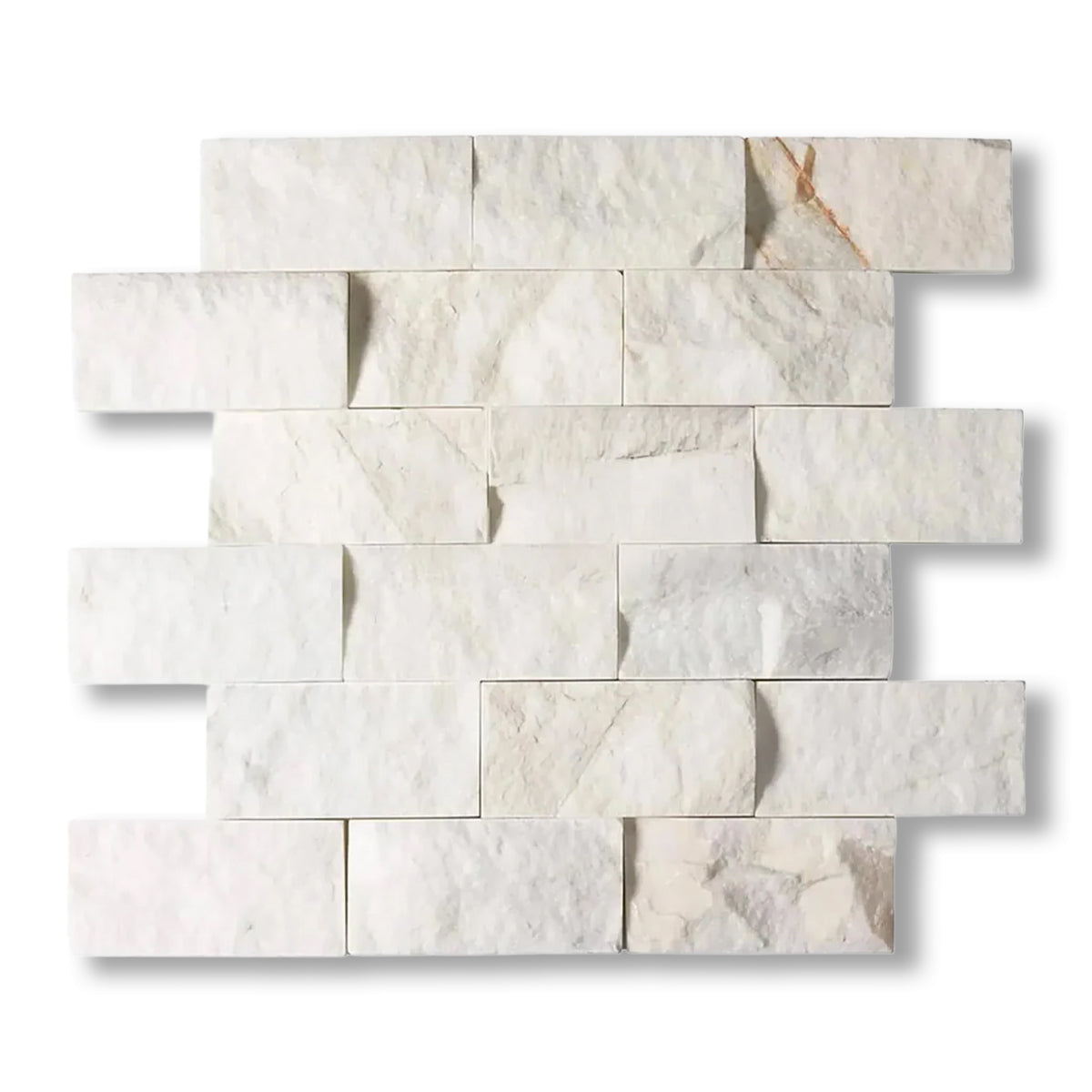 2x4 Calacatta Gold Marble Split-Faced Mosaic Tile - American Tile Depot