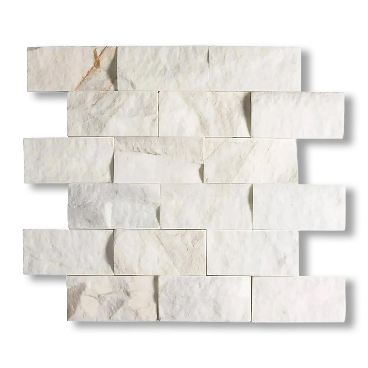 2x4 Calacatta Gold Marble Split-Faced Mosaic Tile - American Tile Depot