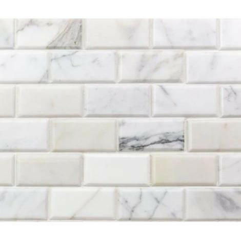2x4 Calacatta Oliva Marble Honed & Beveled Brick Mosaic Tile 2x4 Calacatta Oliva Marble Honed & Beveled Brick Mosaic Tile - American Tile Depot