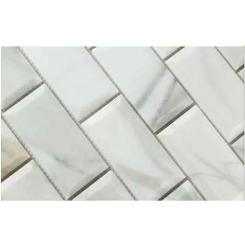2x4 Calacatta Oliva Marble Honed & Beveled Brick Mosaic Tile 2x4 Calacatta Oliva Marble Honed & Beveled Brick Mosaic Tile - American Tile Depot