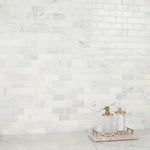 2x4 Calacatta Oliva Marble Honed & Beveled Brick Mosaic Tile 2x4 Calacatta Oliva Marble Honed & Beveled Brick Mosaic Tile - American Tile Depot