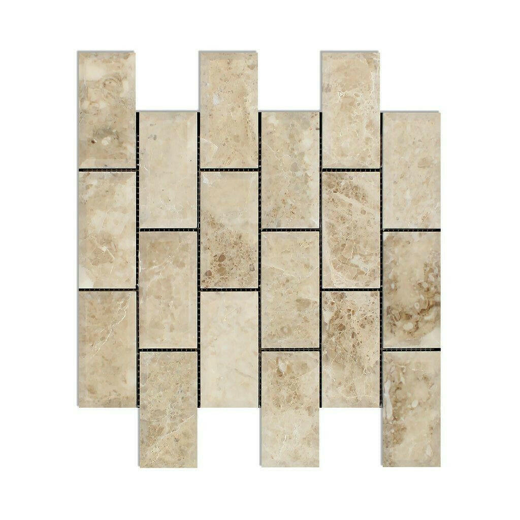 2x4 Cappuccino Marble Polished & Beveled Brick Mosaic Tile 2x4 Cappuccino Marble Polished & Beveled Brick Mosaic Tile - American Tile Depot