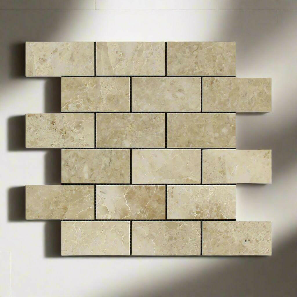 2x4 Cappuccino Marble Polished Brick Mosaic Tile 2x4 Cappuccino Marble Polished Brick Mosaic Tile - American Tile Depot