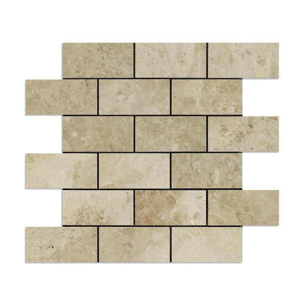 2x4 Cappuccino Marble Polished Brick Mosaic Tile 2x4 Cappuccino Marble Polished Brick Mosaic Tile - American Tile Depot