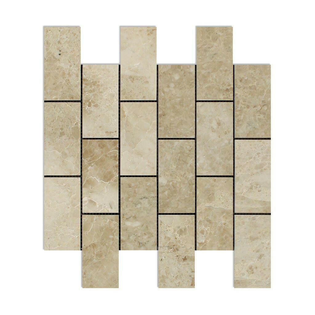 2x4 Cappuccino Marble Polished Brick Mosaic Tile 2x4 Cappuccino Marble Polished Brick Mosaic Tile - American Tile Depot