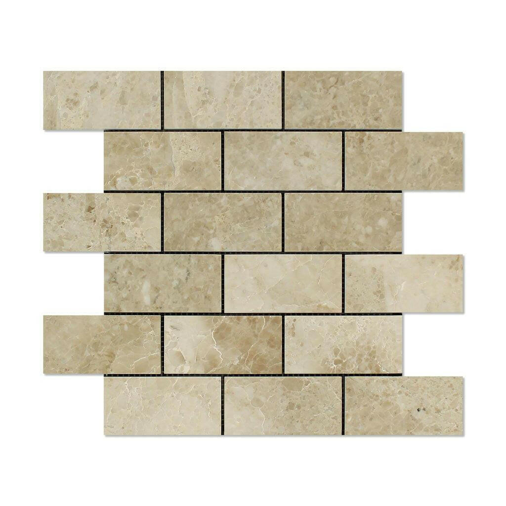 2x4 Cappuccino Marble Polished Brick Mosaic Tile 2x4 Cappuccino Marble Polished Brick Mosaic Tile - American Tile Depot