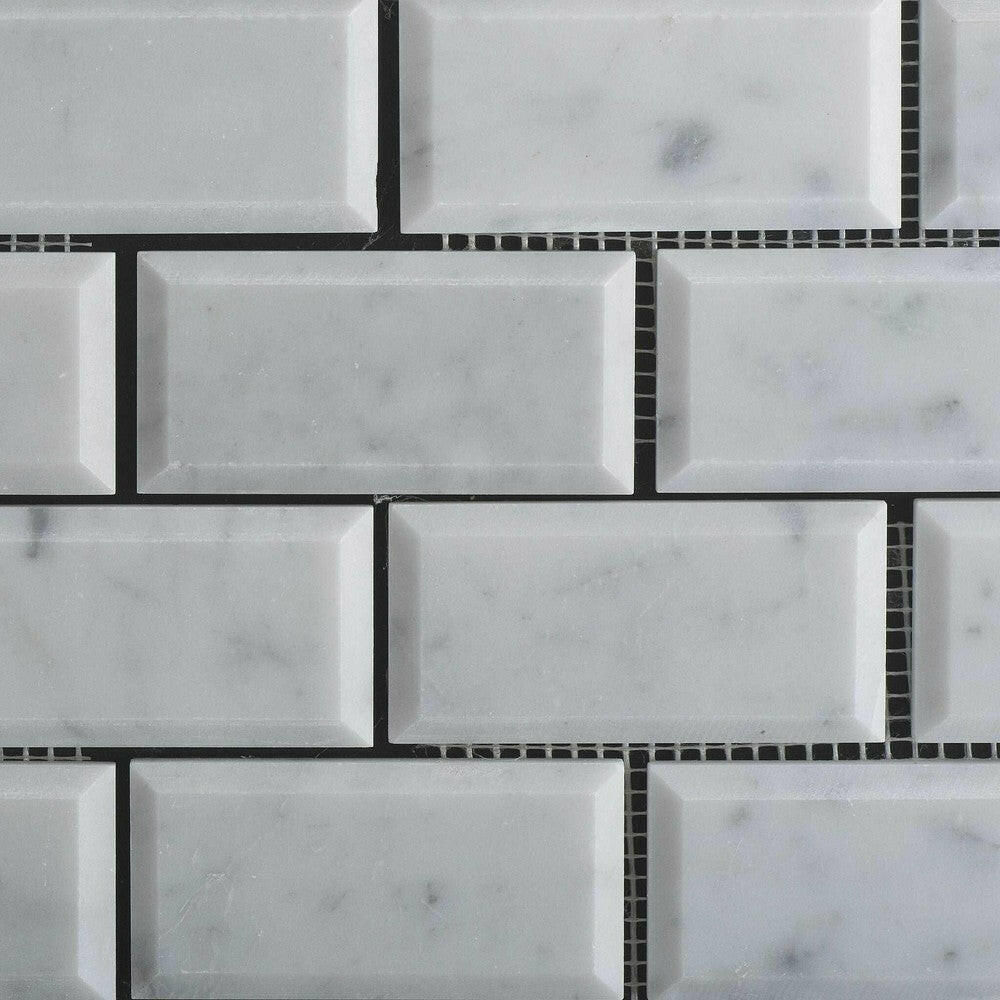 2x4 Carrara White Marble Honed & Beveled Brick Mosaic Tile 2x4 Carrara White Marble Honed & Beveled Brick Mosaic Tile - American Tile Depot
