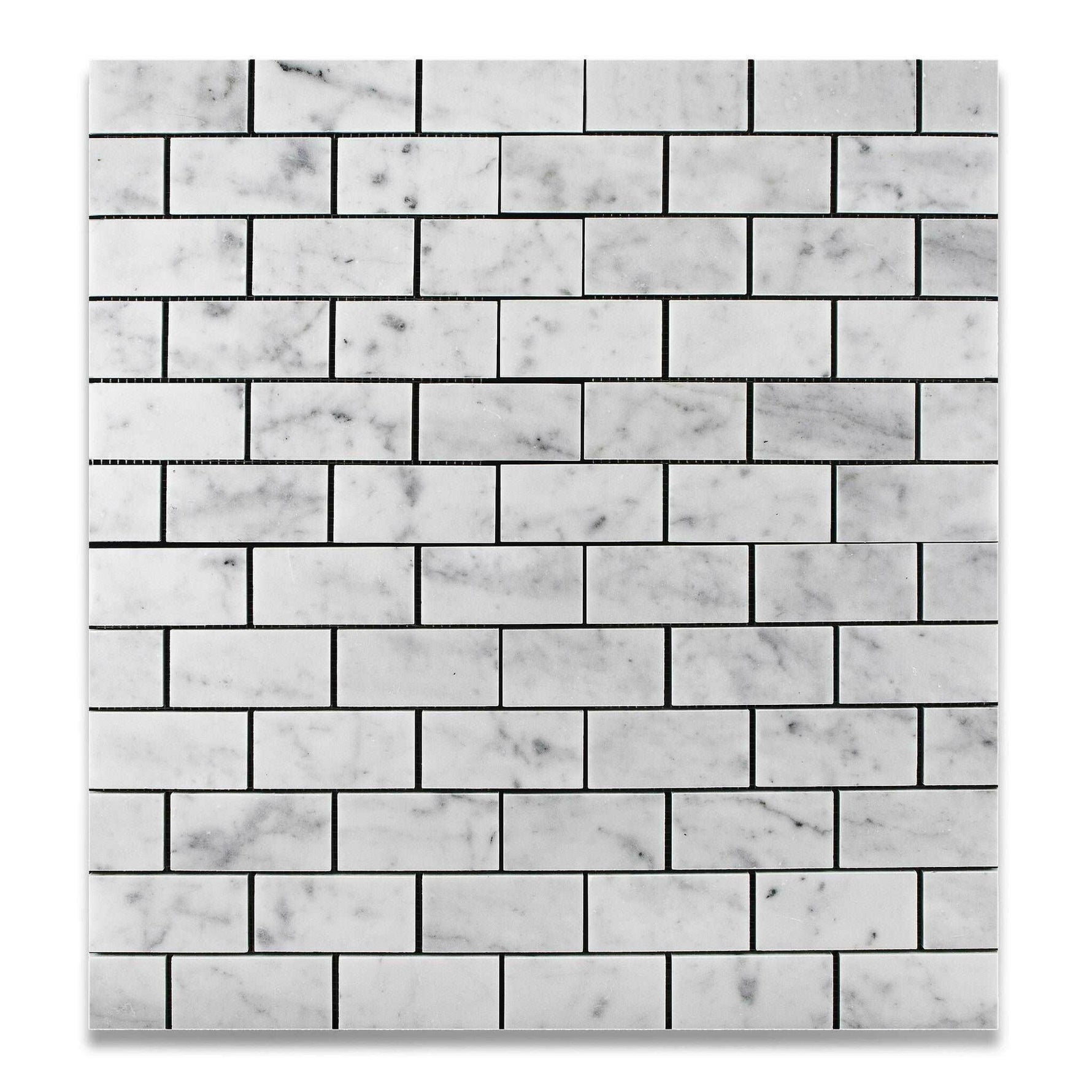 2x4 Carrara White Marble Honed Brick Mosaic Tile | FINAL SALE 2x4 Carrara White Marble Honed Brick Mosaic Tile | FINAL SALE - American Tile Depot