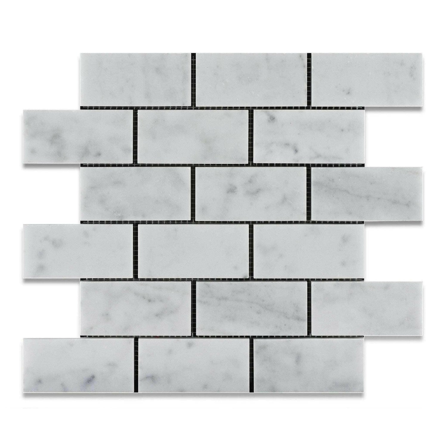2x4 Carrara White Marble Honed Brick Mosaic Tile 2x4 Carrara White Marble Honed Brick Mosaic Tile - American Tile Depot