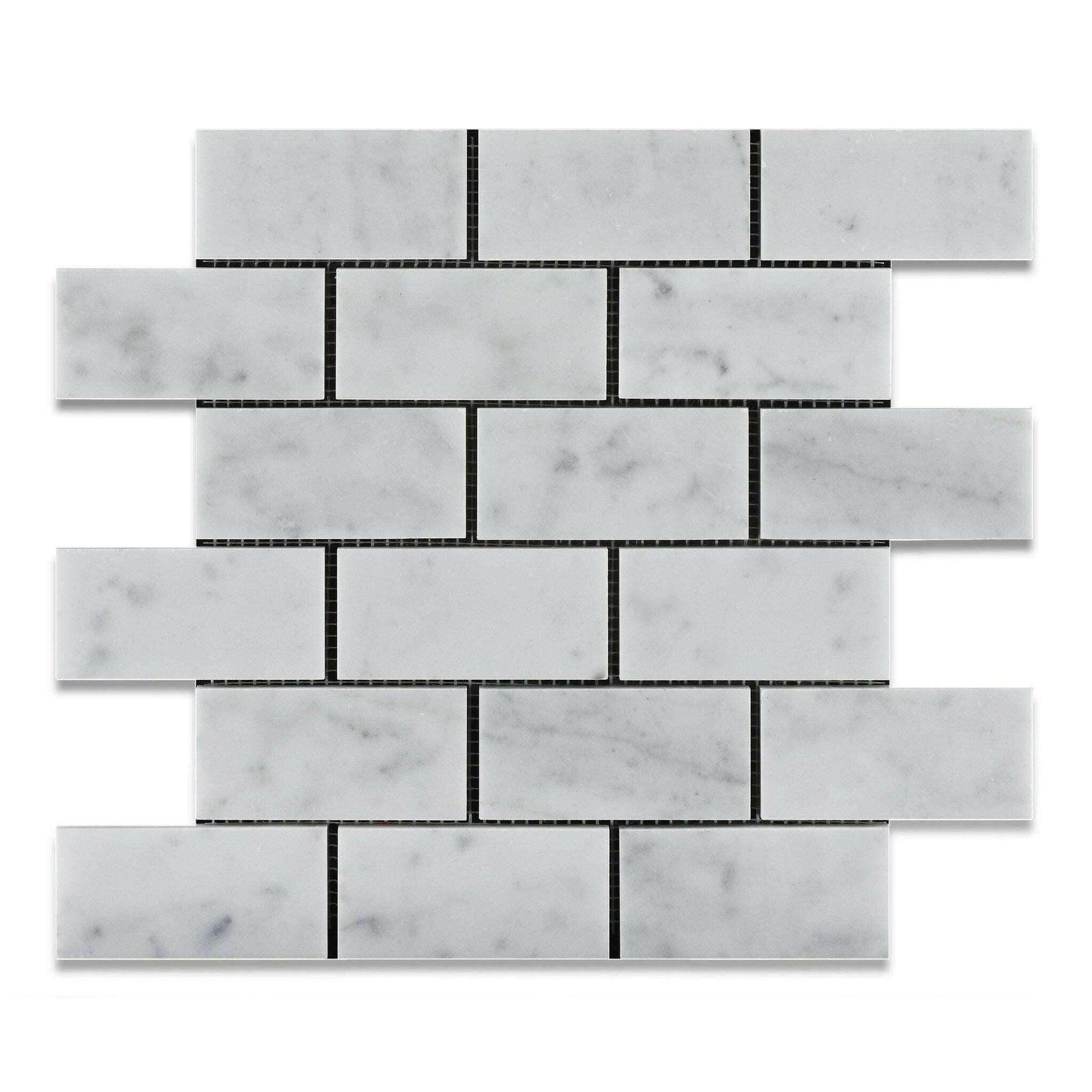 2x4 Carrara White Marble Honed Brick Mosaic Tile | FINAL SALE 2x4 Carrara White Marble Honed Brick Mosaic Tile | FINAL SALE - American Tile Depot
