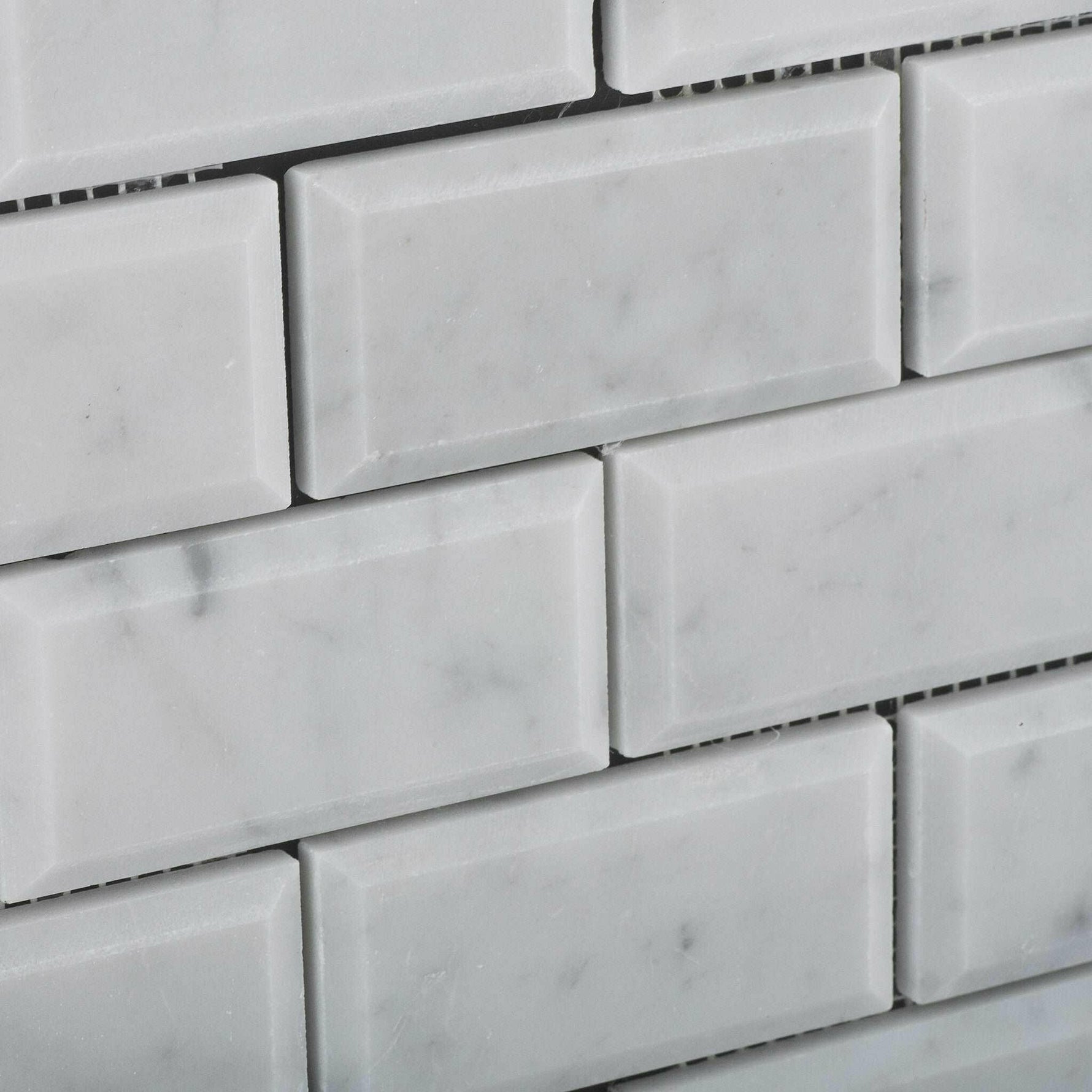 2x4 Carrara White Marble Polished & Beveled Brick Mosaic Tile 2x4 Carrara White Marble Polished & Beveled Brick Mosaic Tile - American Tile Depot