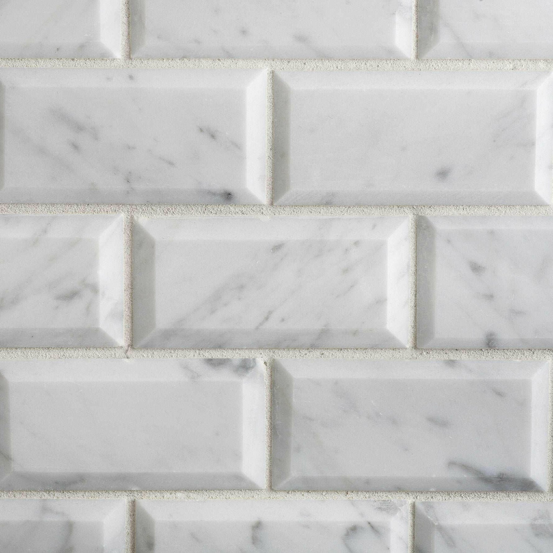 2x4 Carrara White Marble Polished & Beveled Brick Mosaic Tile 2x4 Carrara White Marble Polished & Beveled Brick Mosaic Tile - American Tile Depot