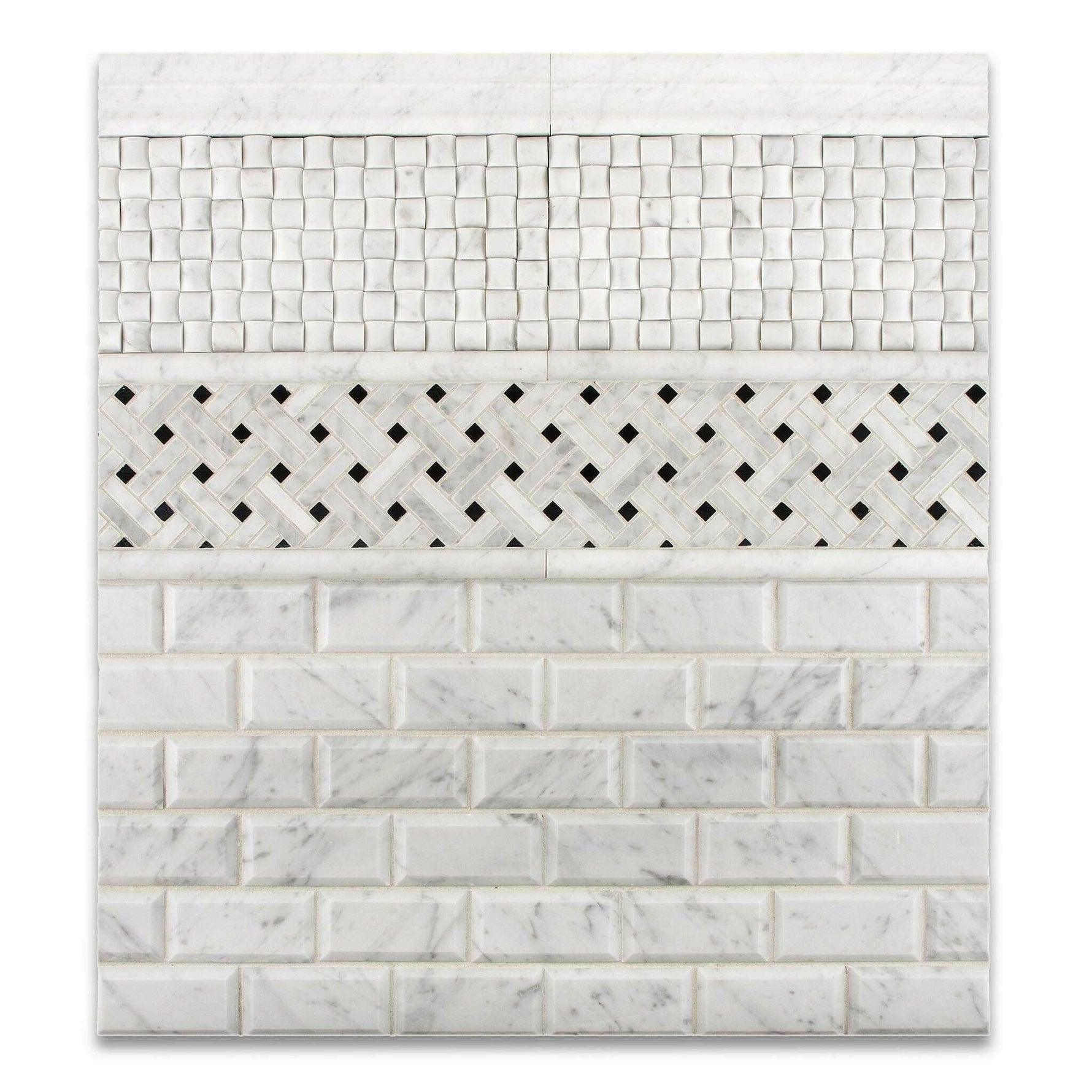 2x4 Carrara White Marble Polished & Beveled Brick Mosaic Tile 2x4 Carrara White Marble Polished & Beveled Brick Mosaic Tile - American Tile Depot