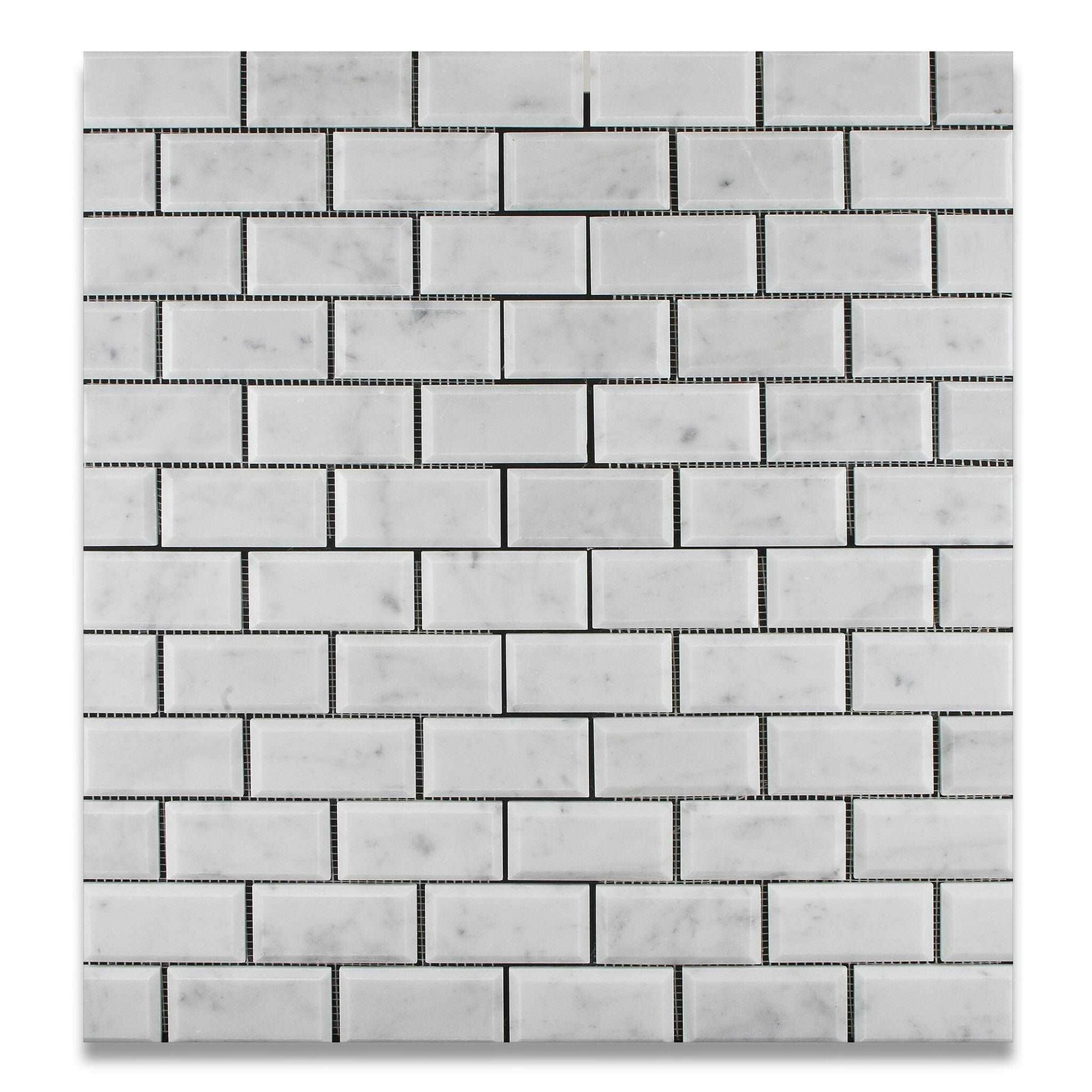 2x4 Carrara White Marble Polished & Beveled Brick Mosaic Tile 2x4 Carrara White Marble Polished & Beveled Brick Mosaic Tile - American Tile Depot