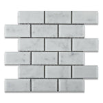 2x4 Carrara White Marble Polished & Beveled Brick Mosaic Tile 2x4 Carrara White Marble Polished & Beveled Brick Mosaic Tile - American Tile Depot