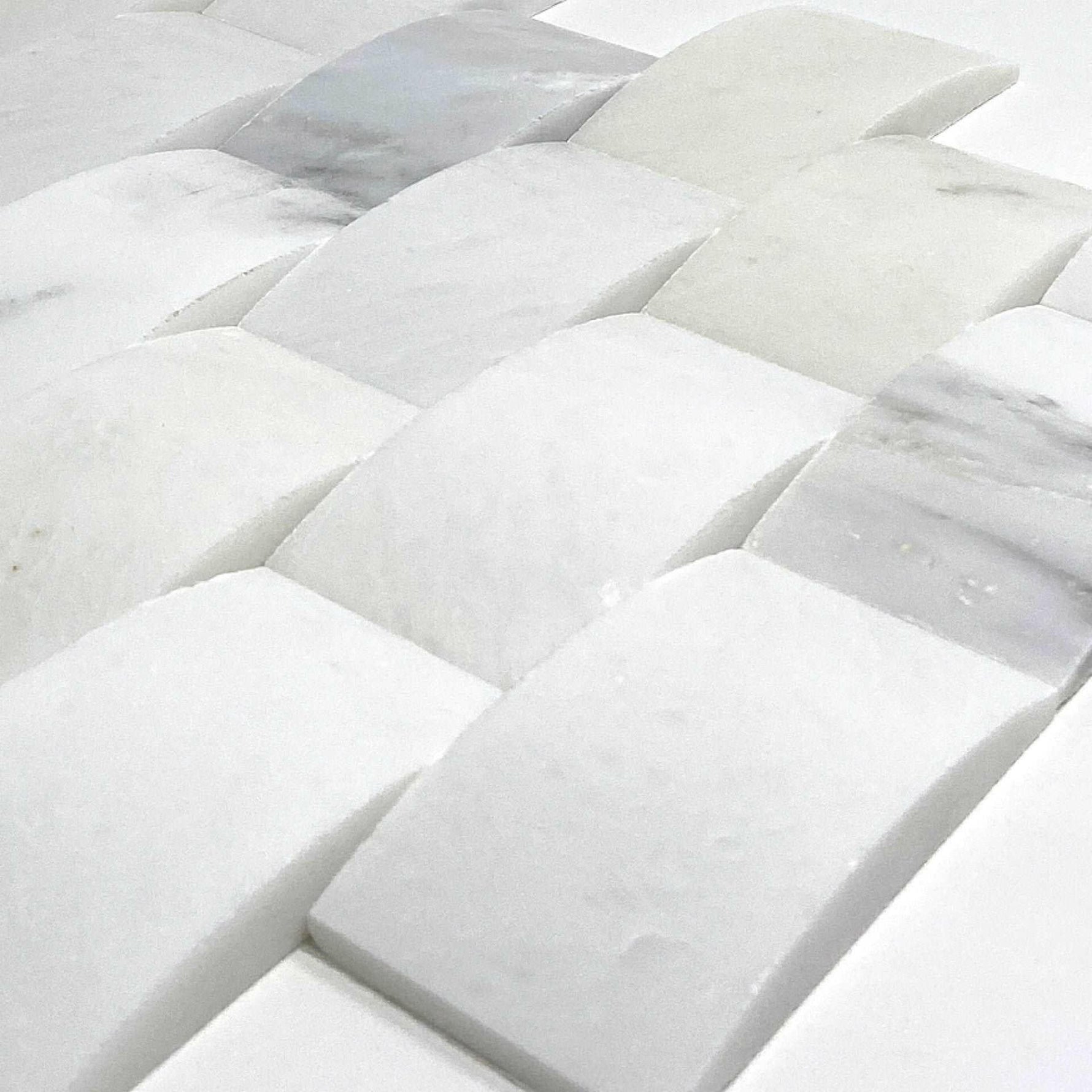 2x4 Carrara White Marble Round-Faced (CNC-Arched / Wavy) Honed Brick Mosaic Tile 2x4 Carrara White Marble Round-Faced (CNC-Arched / Wavy) Honed Brick Mosaic Tile - American Tile Depot